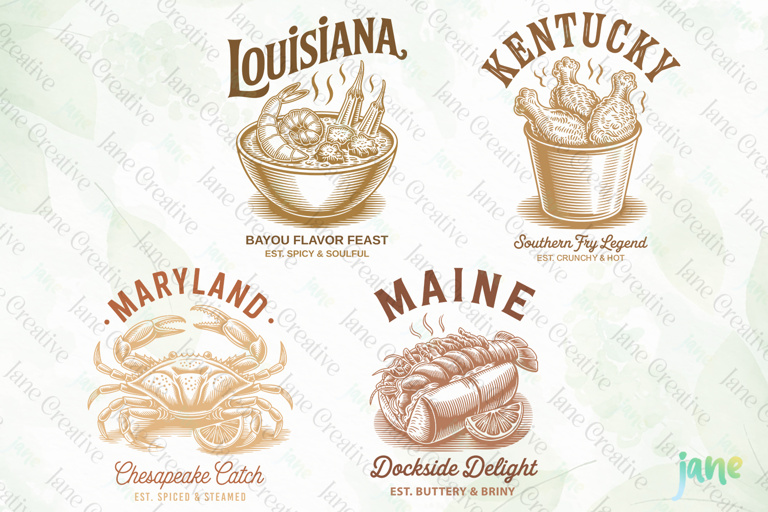 4-State Vintage Food SVG PNG product image 1