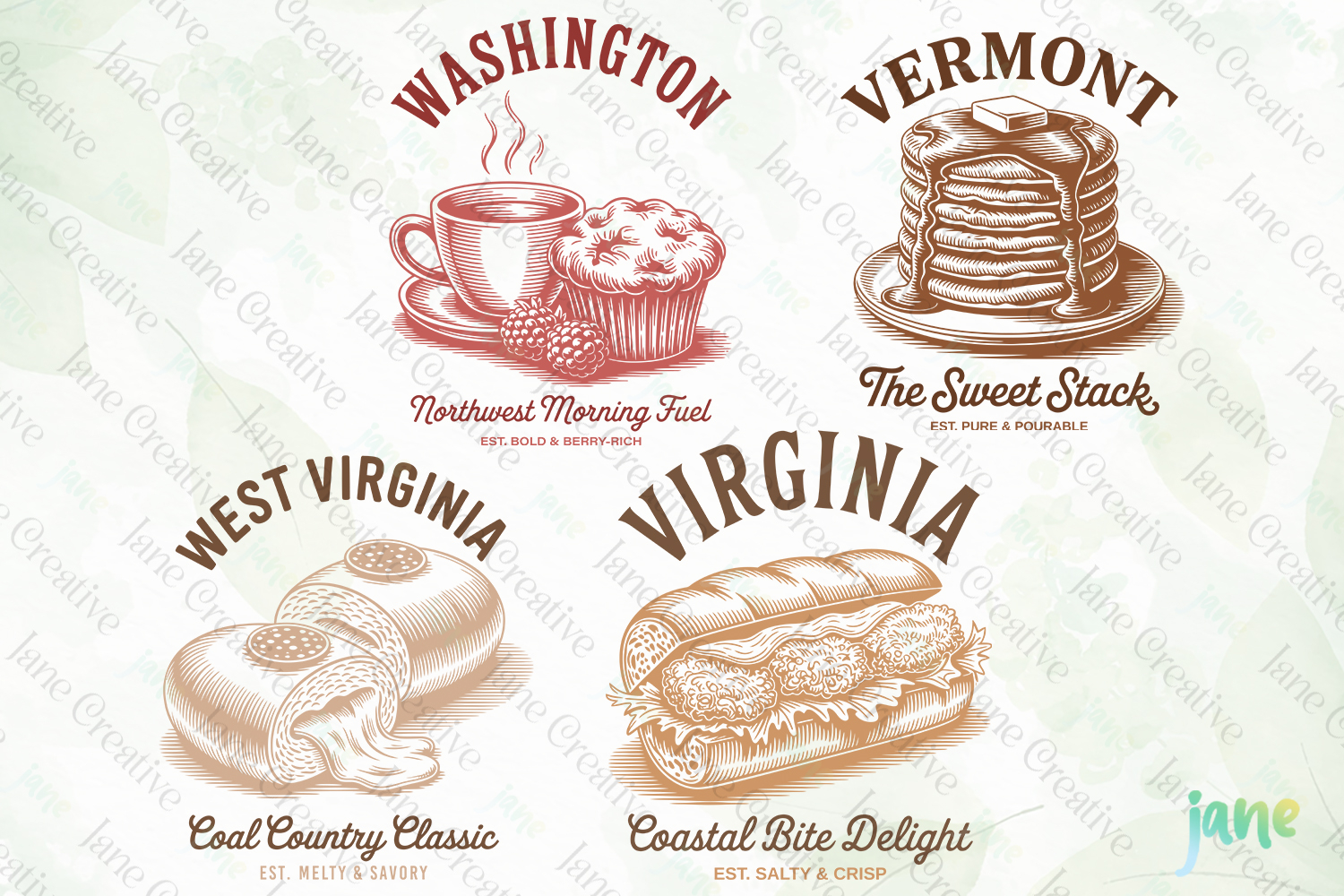 4-State Vintage Food SVG PNG product image 1