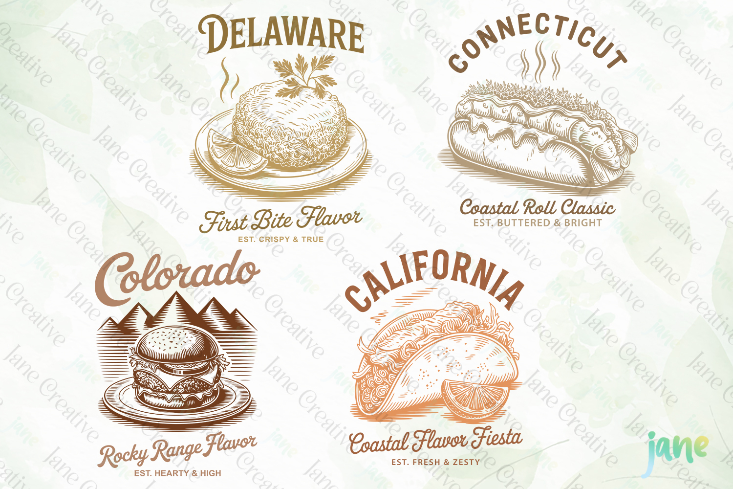 4-State Vintage Food SVG PNG product image 1