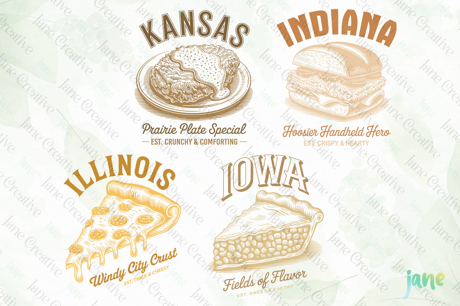 4-State Vintage Food SVG PNG product image 1