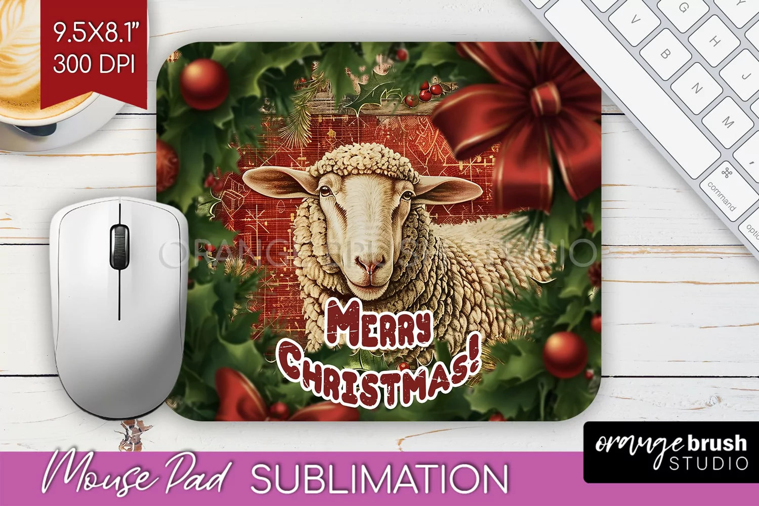 Vintage Christmas Mouse Pad Sublimation - Xmas Mousepad PNG product image 1