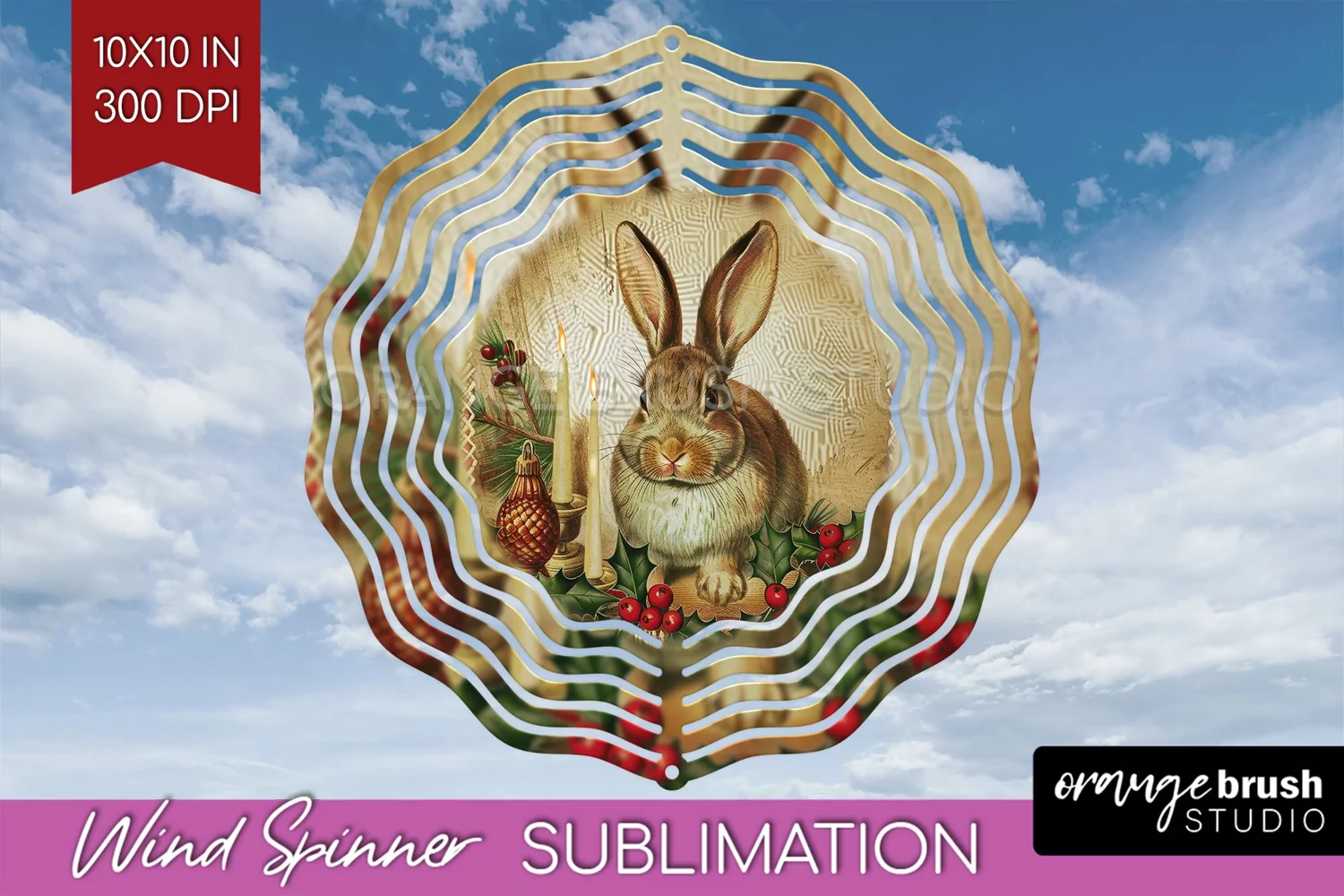 Vintage Christmas Wind Spinner PNG - Retro Xmas Sublimation product image 1