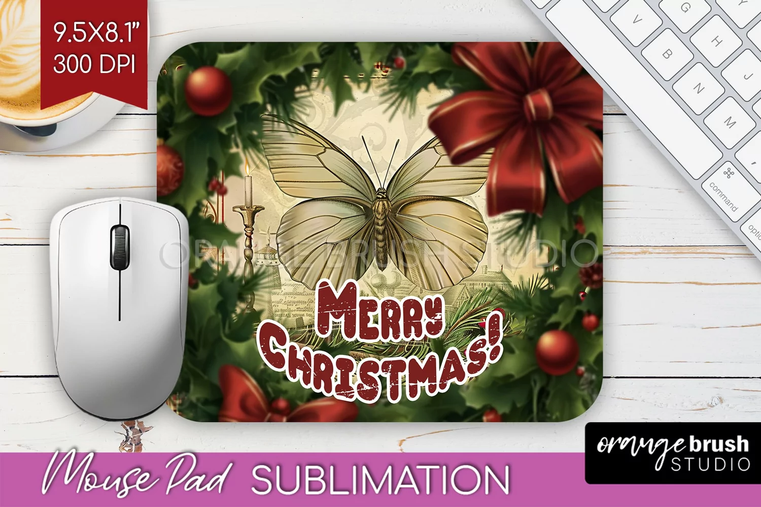 Vintage Christmas Mouse Pad Sublimation - Xmas Mousepad PNG product image 1