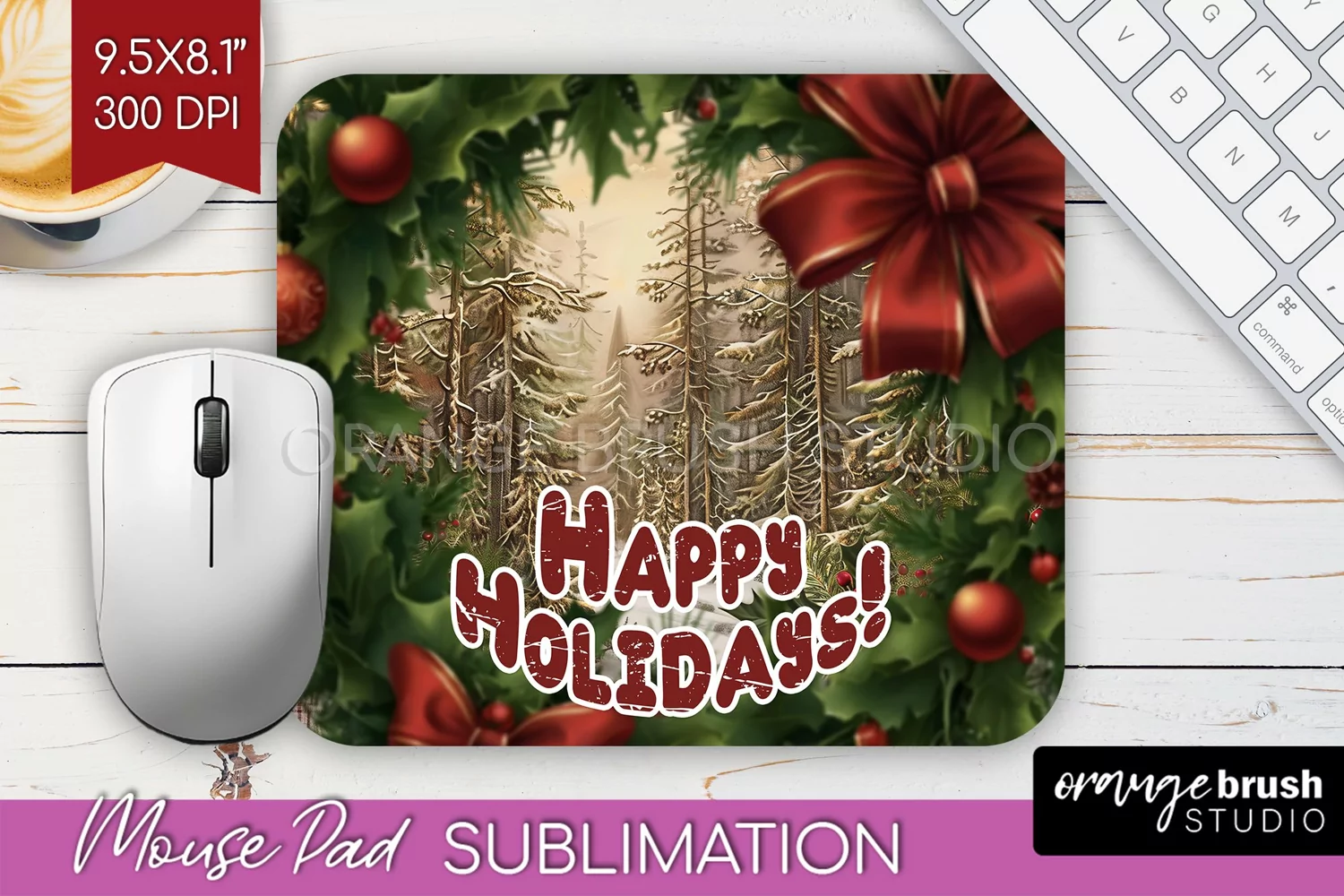 Vintage Christmas Mouse Pad Sublimation - Xmas Mousepad PNG product image 1