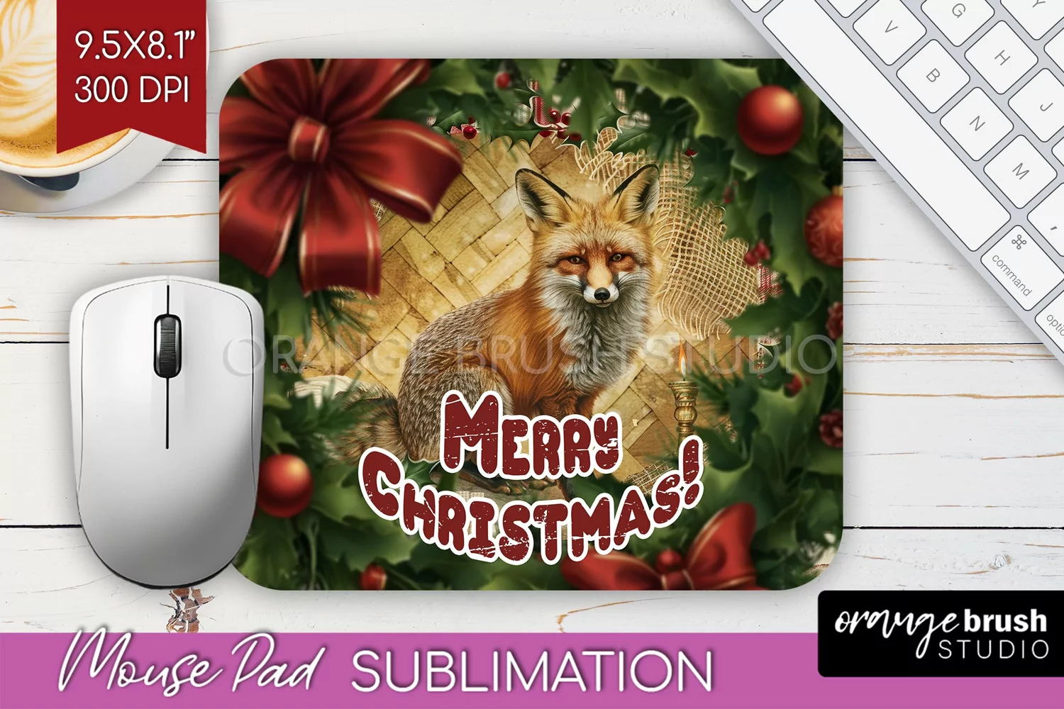 Vintage Christmas Mouse Pad Sublimation - Xmas Mousepad PNG product image 1