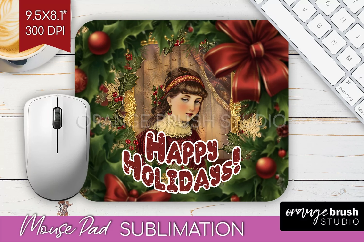 Vintage Christmas Mouse Pad Sublimation - Xmas Mousepad PNG product image 1