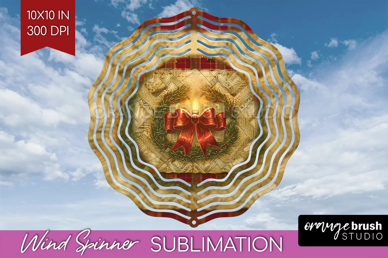 Vintage Christmas Wind Spinner PNG - Retro Xmas Sublimation product image 1