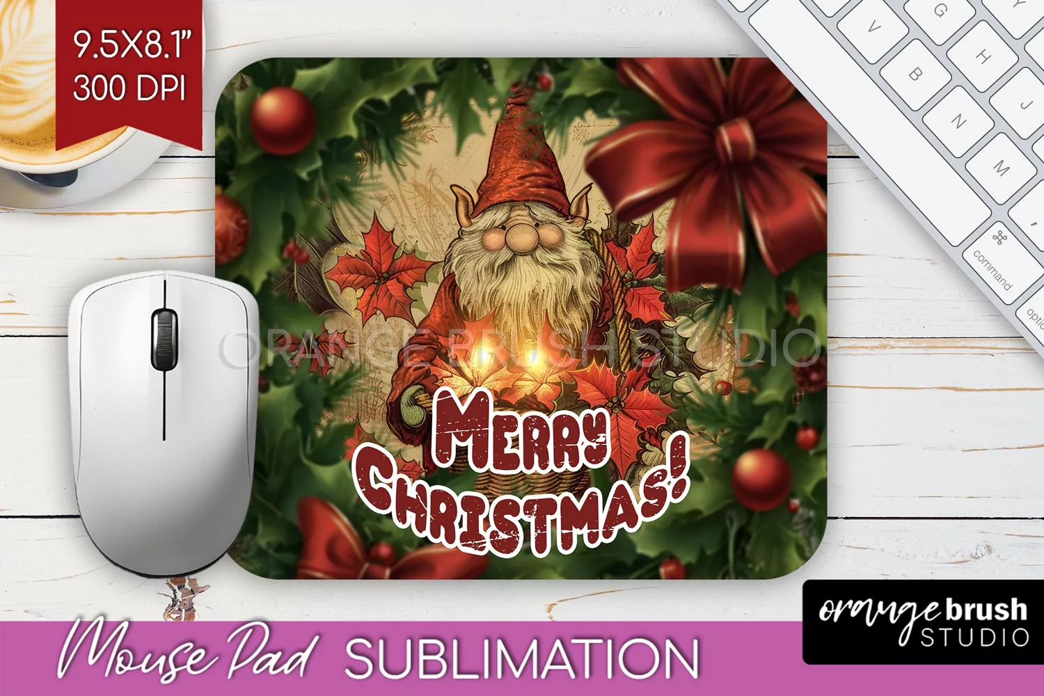 Vintage Christmas Mouse Pad Sublimation - Xmas Mousepad PNG product image 1