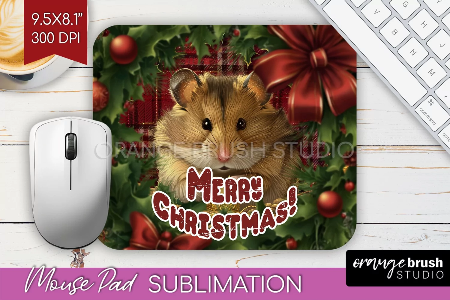 Vintage Christmas Mouse Pad Sublimation - Xmas Mousepad PNG product image 1