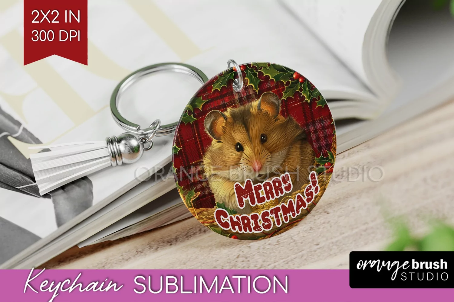 Vintage Christmas Keychain PNG - Xmas Keychain Sublimation product image 1