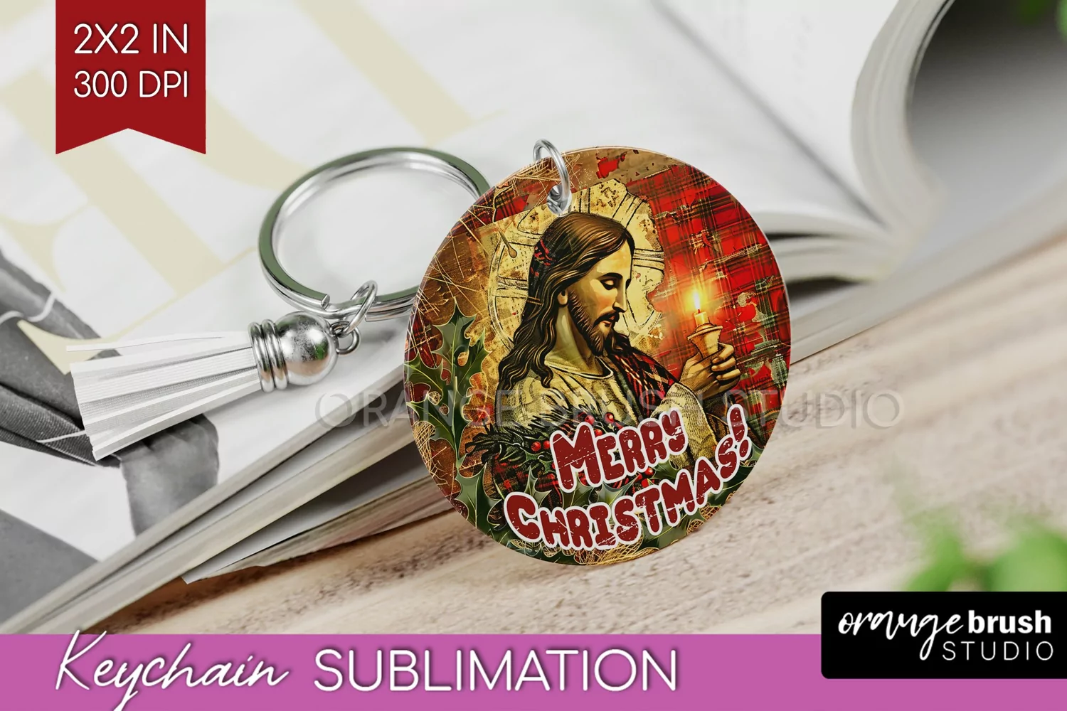 Vintage Christmas Keychain PNG - Xmas Keychain Sublimation product image 1