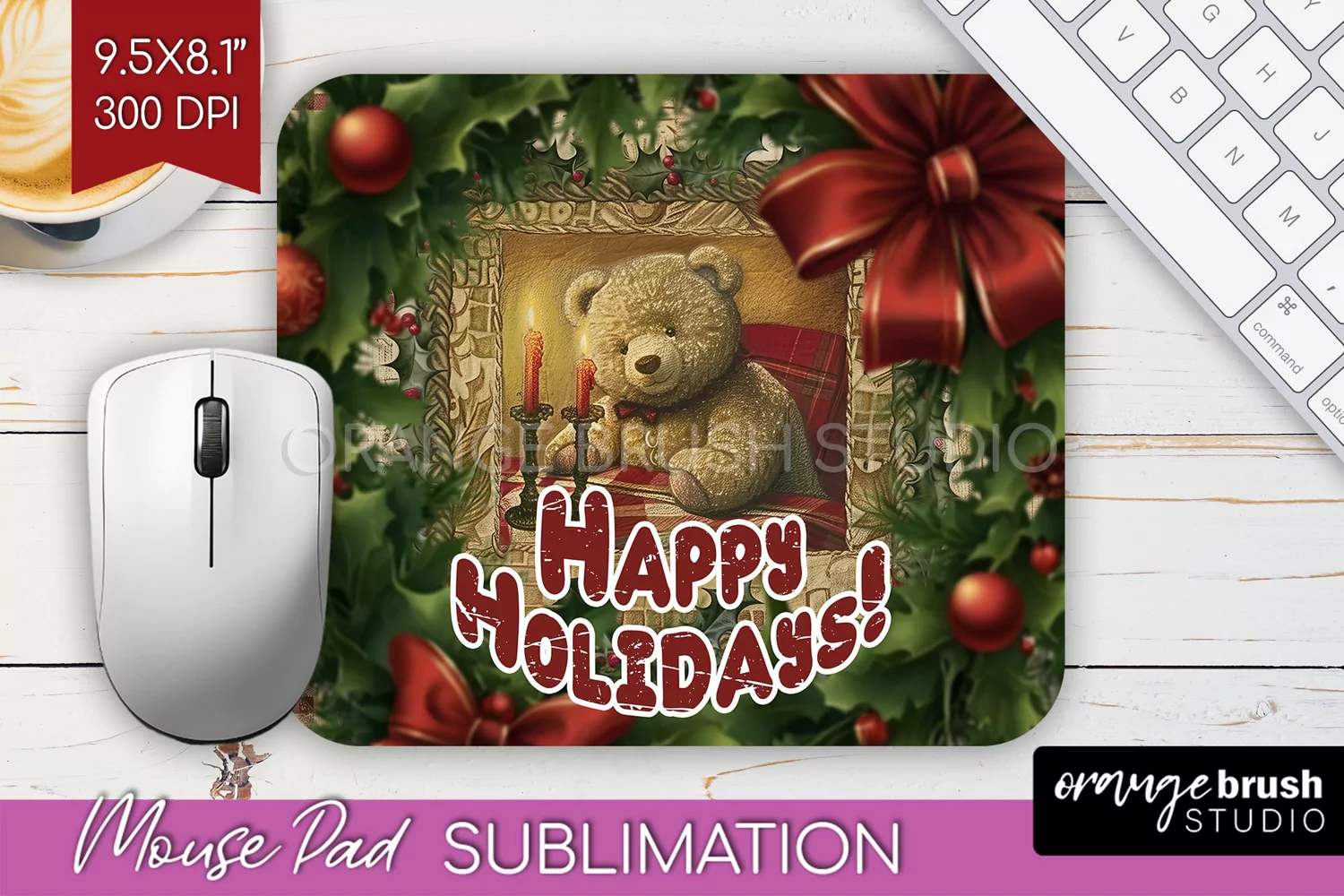 Vintage Christmas Mouse Pad Sublimation - Xmas Mousepad PNG product image 1