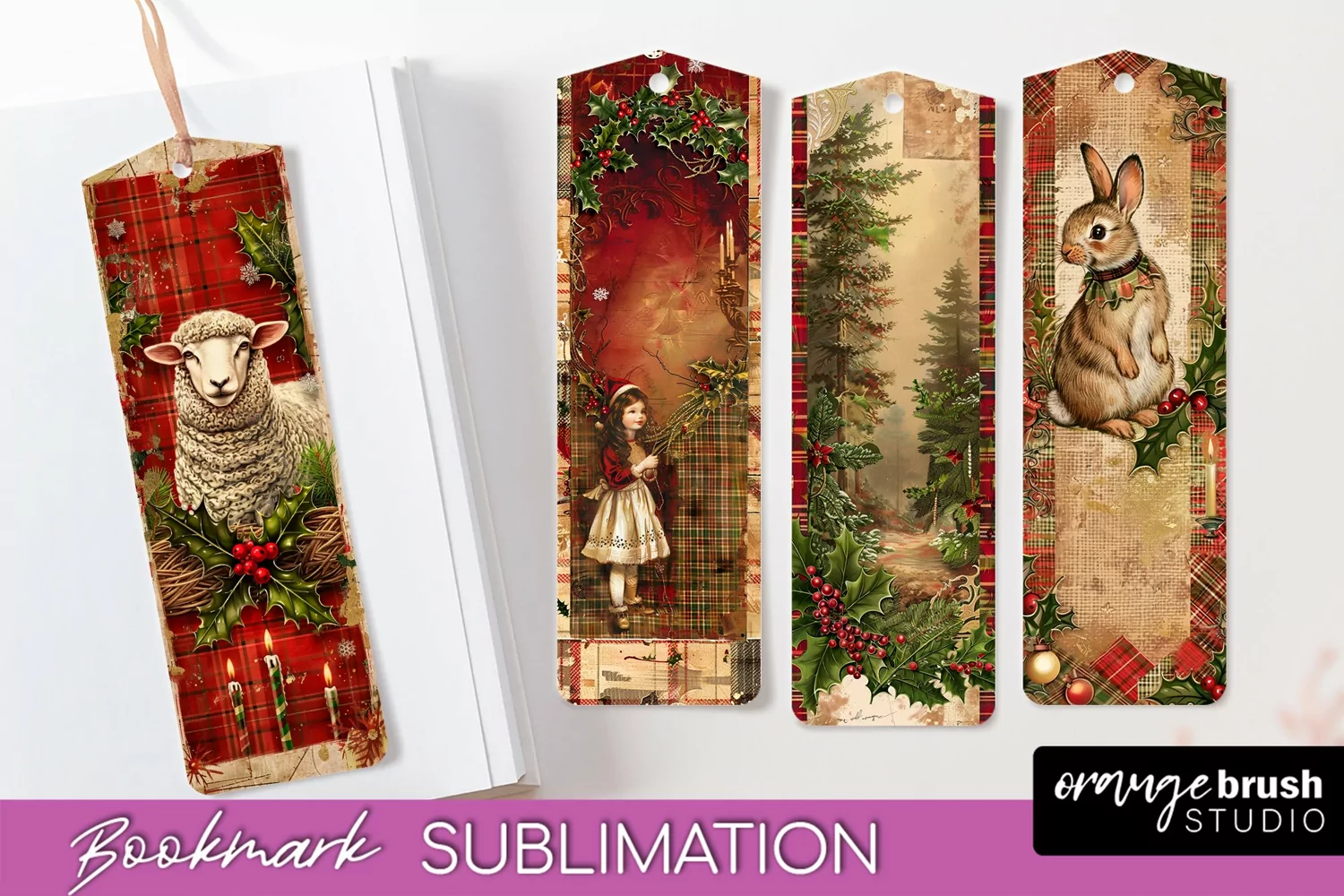 Vintage Christmas Bookmark - Retro Christmas Bookmarks PNG product image 1