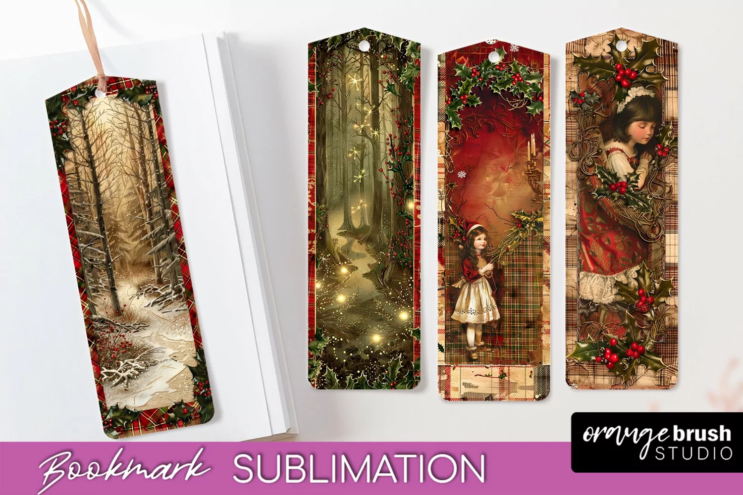 Vintage Christmas Bookmark - Retro Christmas Bookmarks PNG product image 1