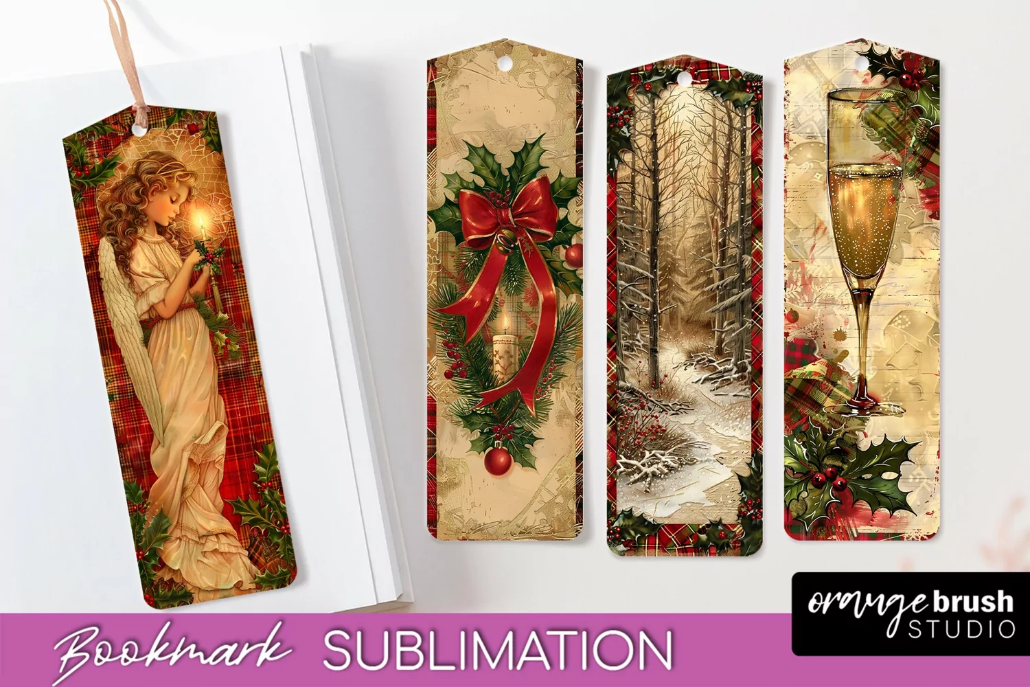 Vintage Christmas Bookmark - Retro Christmas Bookmarks PNG product image 1