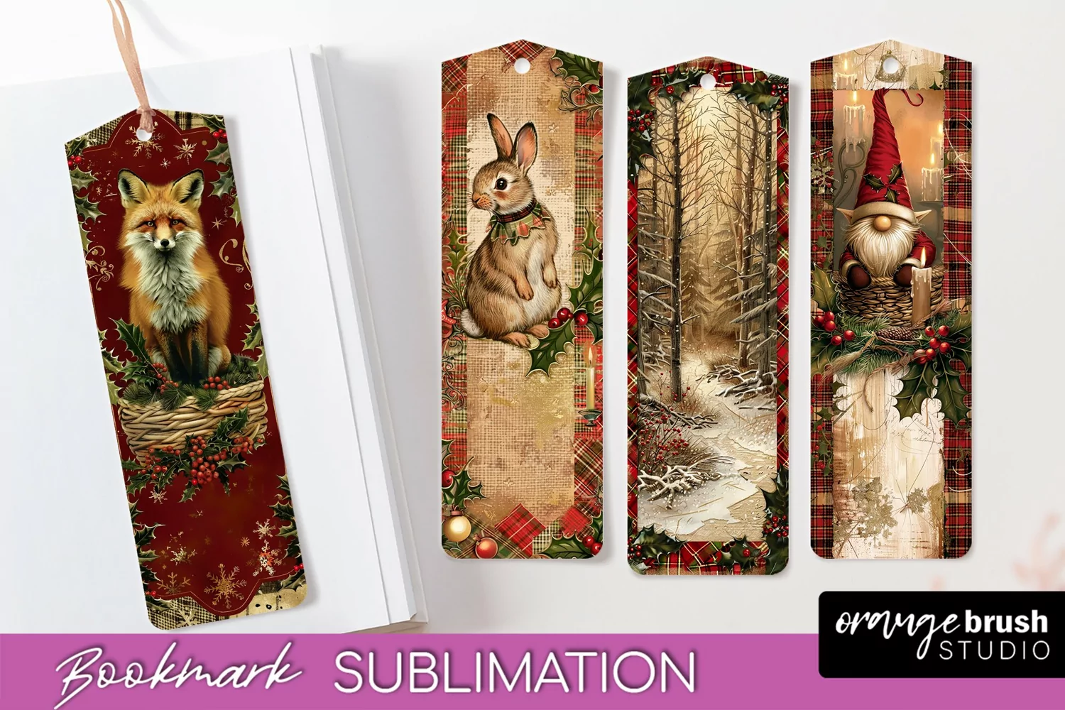 Vintage Christmas Bookmark - Retro Christmas Bookmarks PNG product image 1