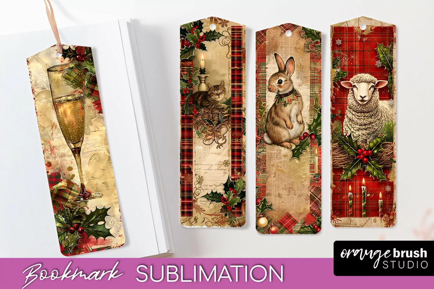 Vintage Christmas Bookmark - Retro Christmas Bookmarks PNG product image 1