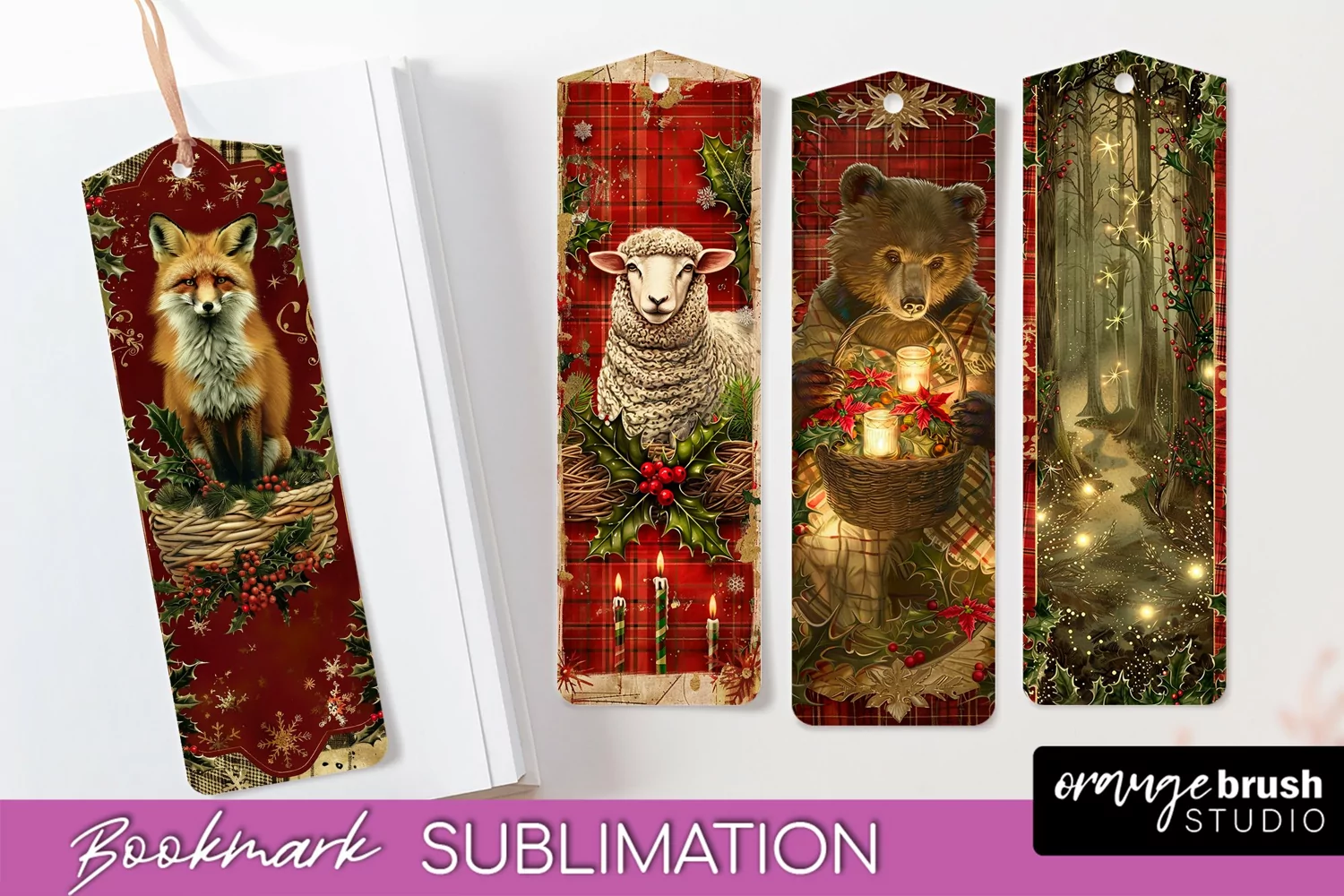 Vintage Christmas Bookmark - Retro Christmas Bookmarks PNG product image 1