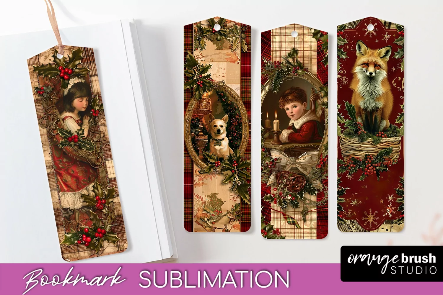 Vintage Christmas Bookmark - Retro Christmas Bookmarks PNG product image 1