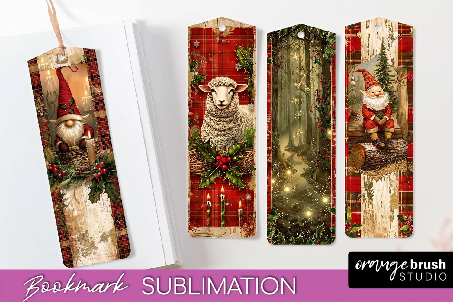 Vintage Christmas Bookmark - Retro Christmas Bookmarks PNG product image 1