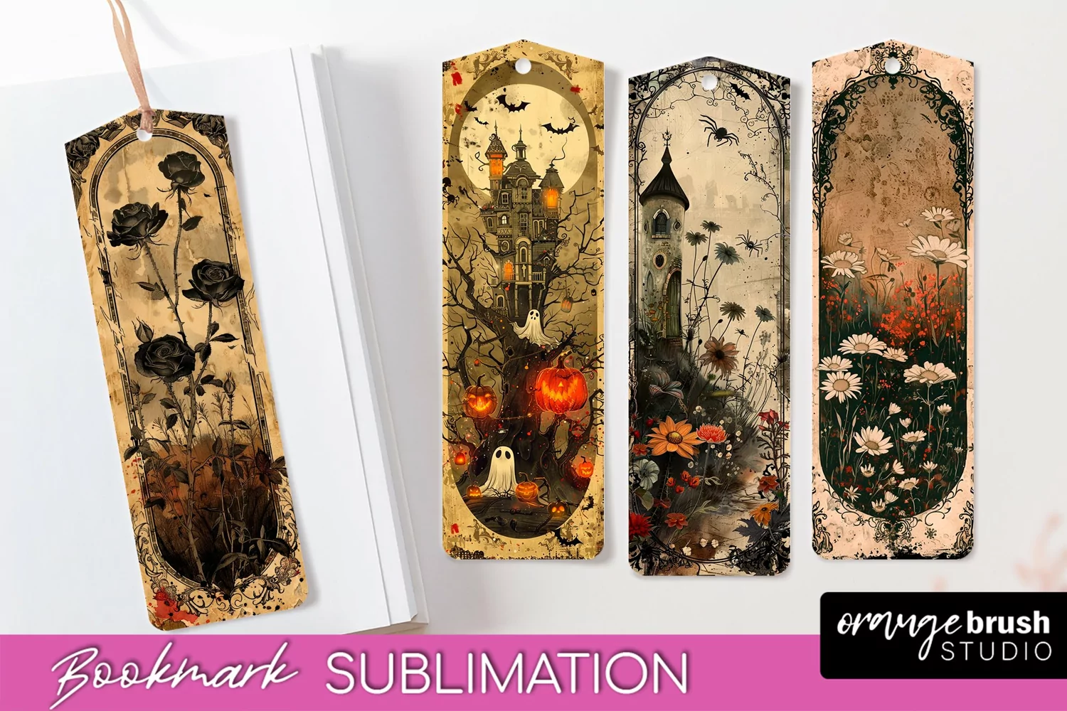 Vintage Halloween Bookmark - Printable Scrapbook Bookmarks product image 1
