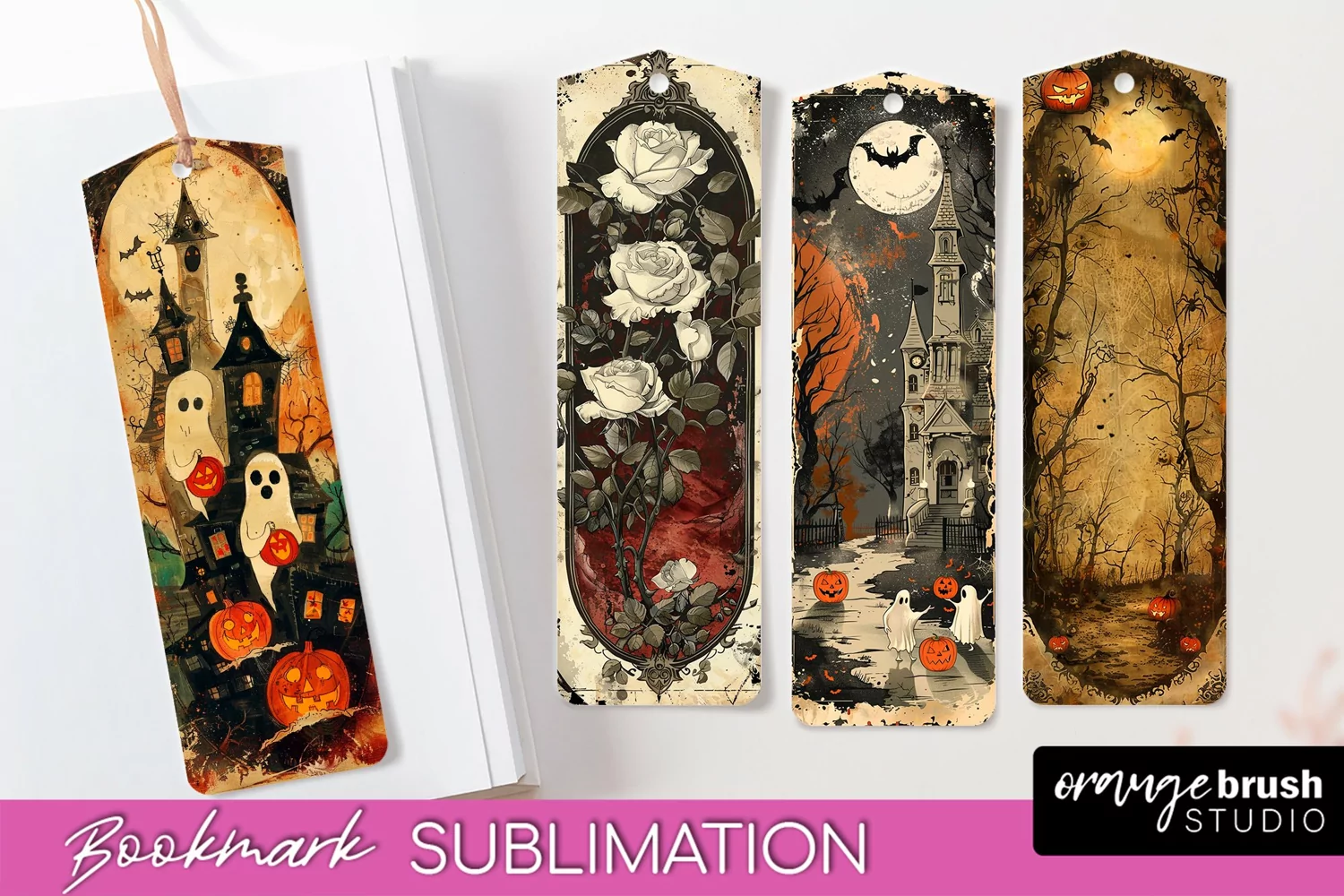 Vintage Halloween Bookmark - Printable Scrapbook Bookmarks product image 1