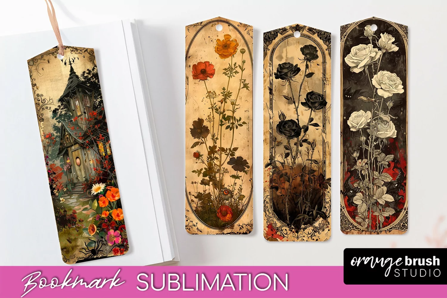 Vintage Halloween Bookmark - Printable Scrapbook Bookmarks product image 1
