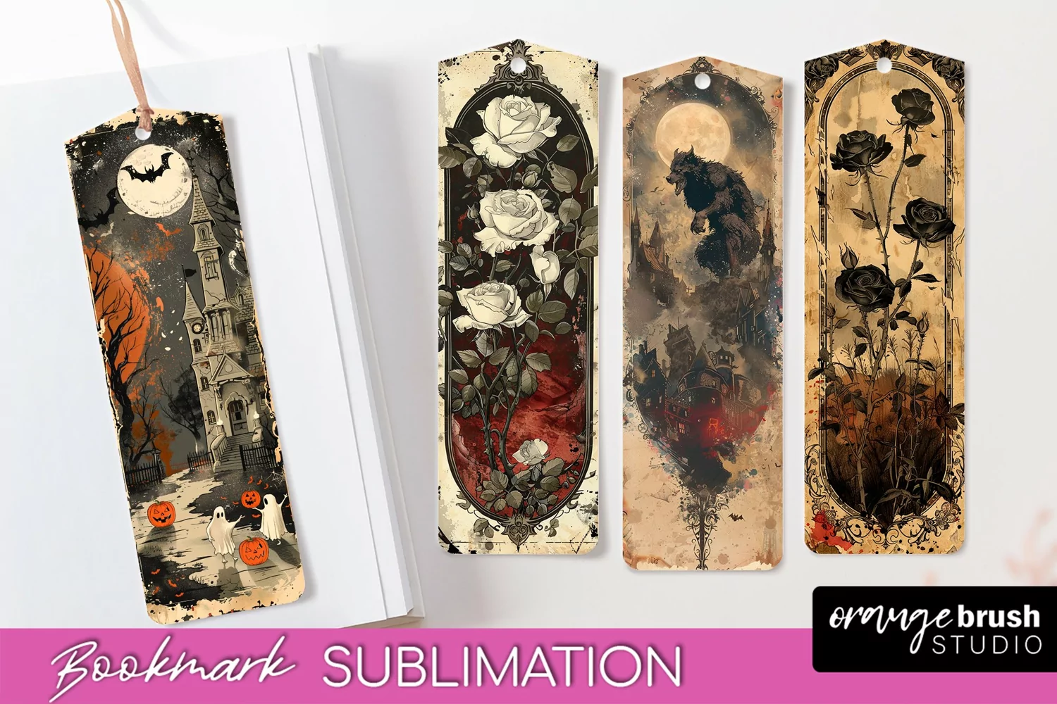 Vintage Halloween Bookmark - Printable Scrapbook Bookmarks product image 1