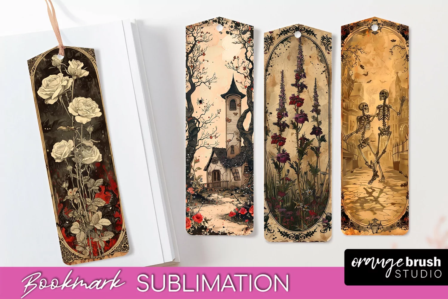 Vintage Halloween Bookmark - Printable Scrapbook Bookmarks product image 1