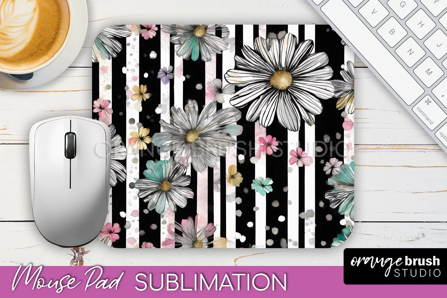 Floral Mouse Pad PNG - Pink Flowers Mousepad Sublimation product image 1