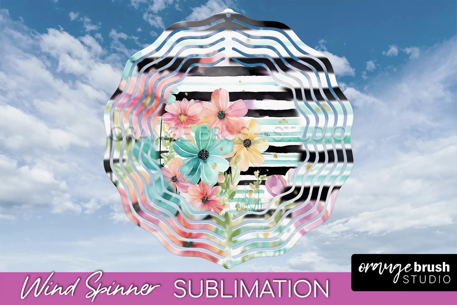 Pink Flowers Wind Spinner - Summer Wind Spinner Sublimation product image 1