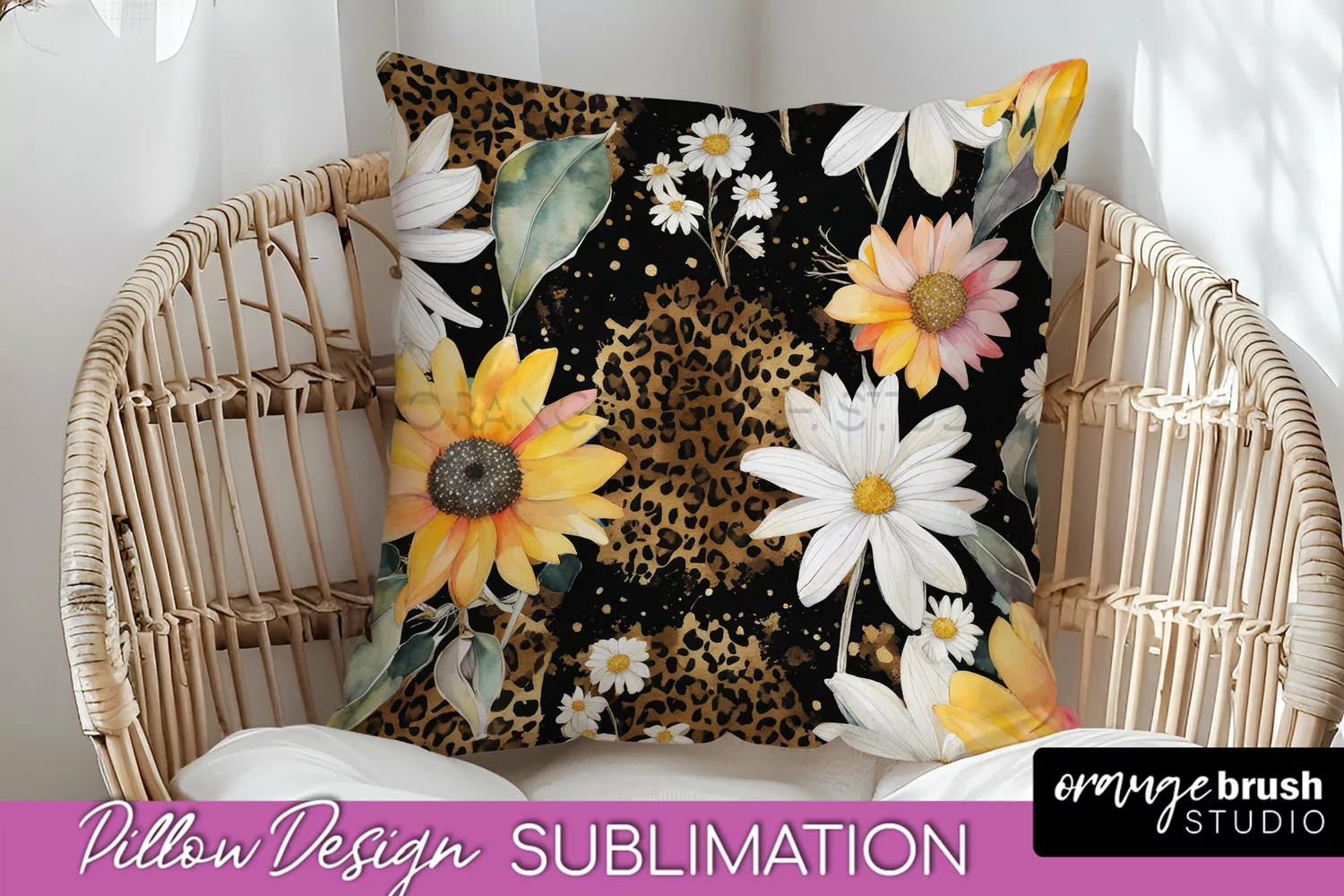 Watercolor Flowers Pillow Cover - Summer Pillow Sublimation product image 1