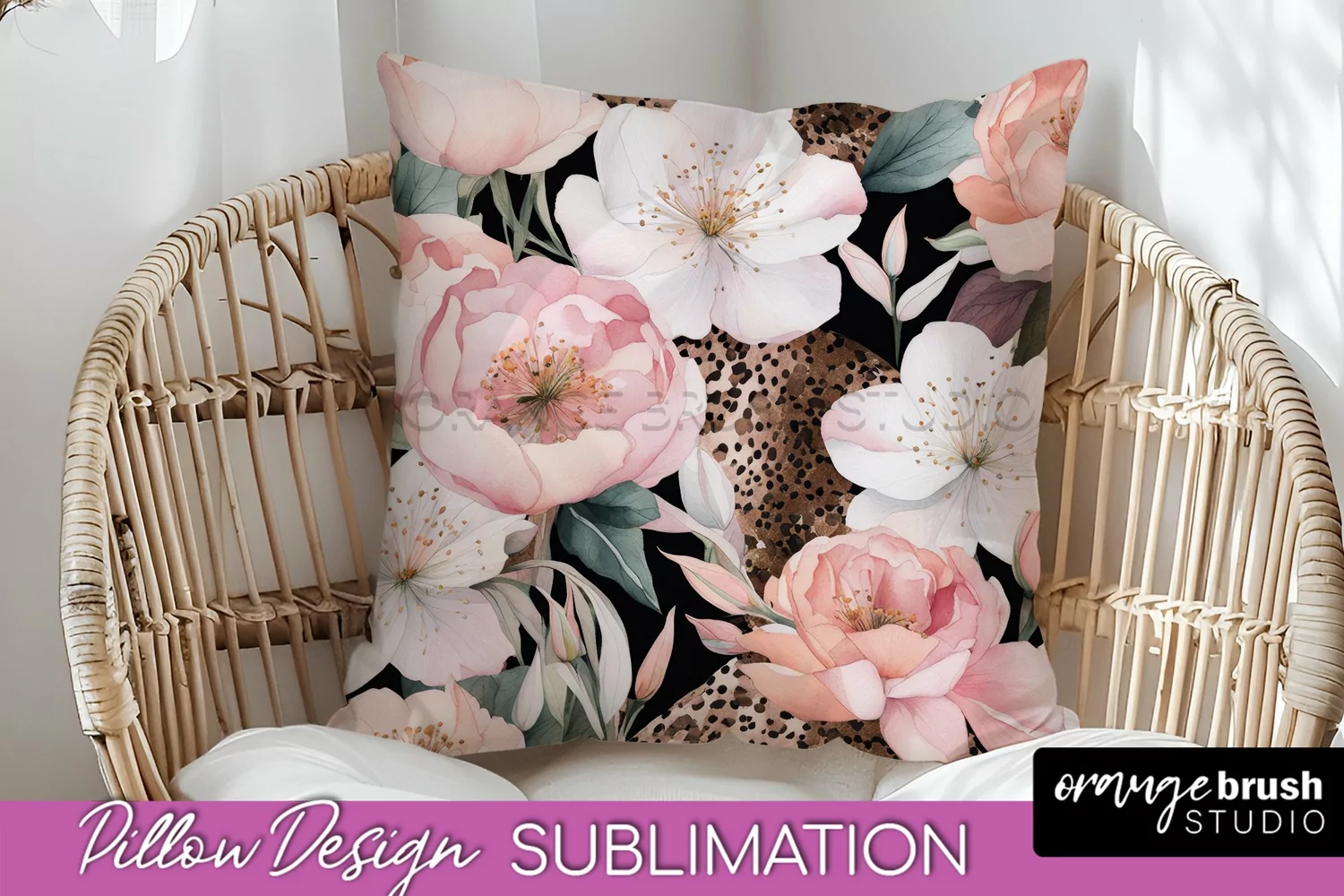 Watercolor Flowers Pillow Cover - Summer Pillow Sublimation product image 1