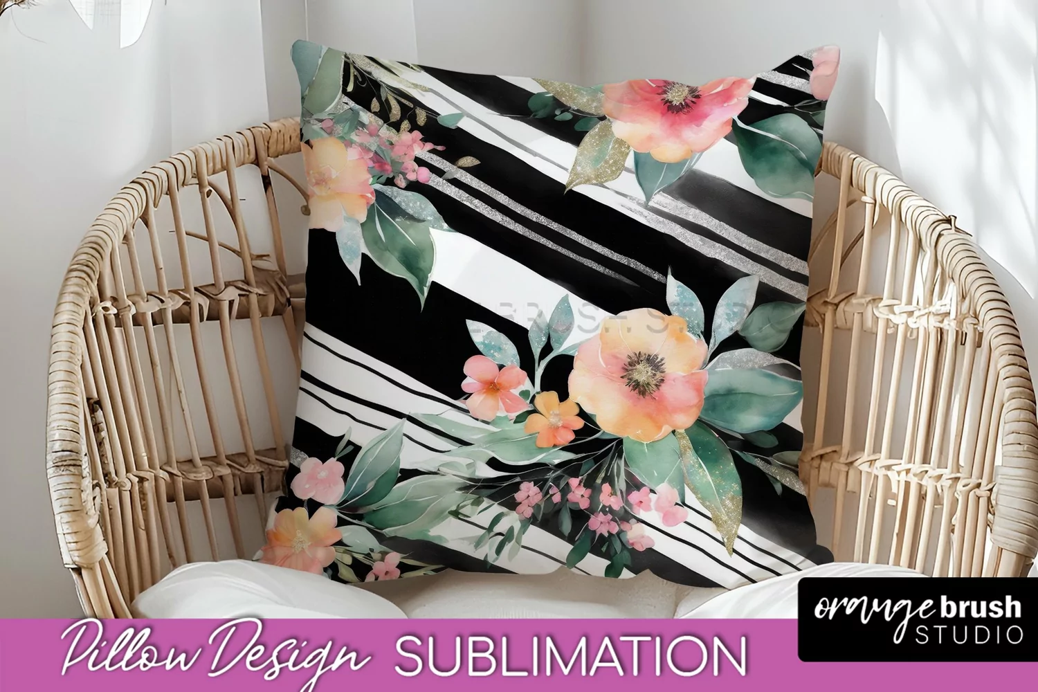 Watercolor Flowers Pillow Cover - Summer Pillow Sublimation product image 1