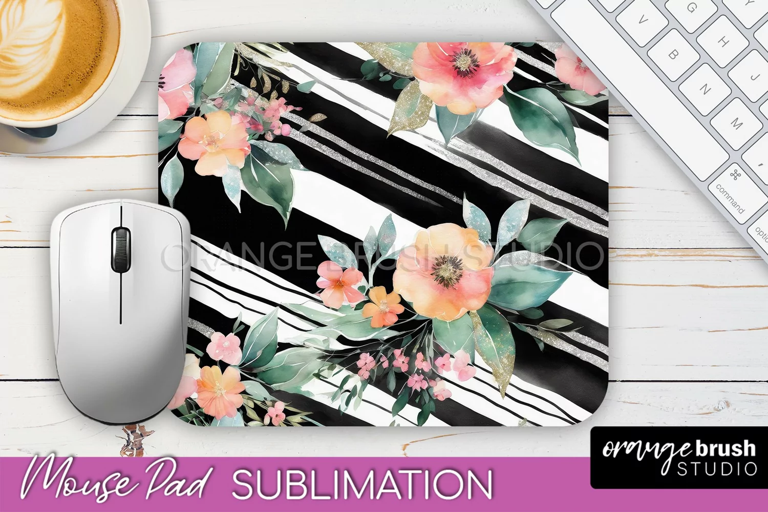 Floral Mouse Pad PNG - Pink Flowers Mousepad Sublimation product image 1