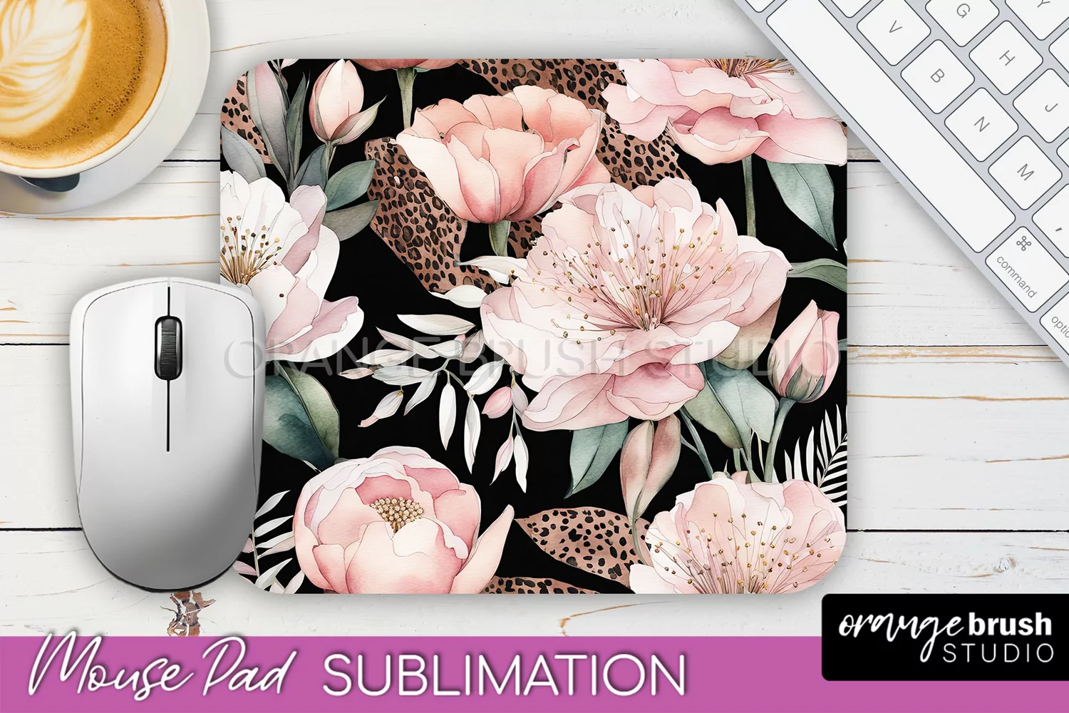 Floral Mouse Pad PNG - Pink Flowers Mousepad Sublimation product image 1