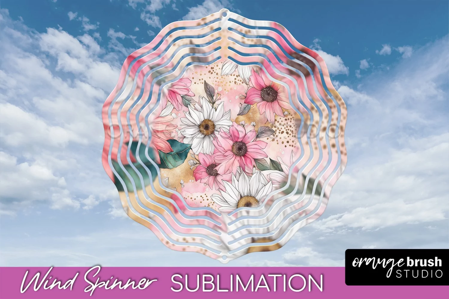 Pink Flowers Wind Spinner - Summer Wind Spinner Sublimation product image 1