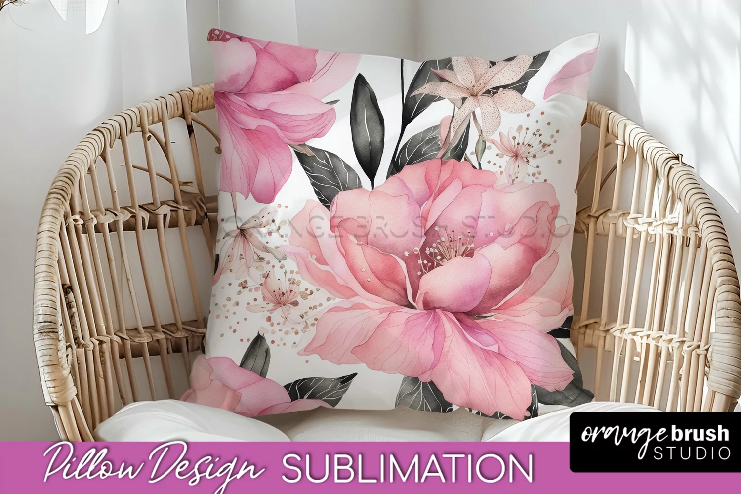 Watercolor Flowers Pillow Cover - Summer Pillow Sublimation product image 1