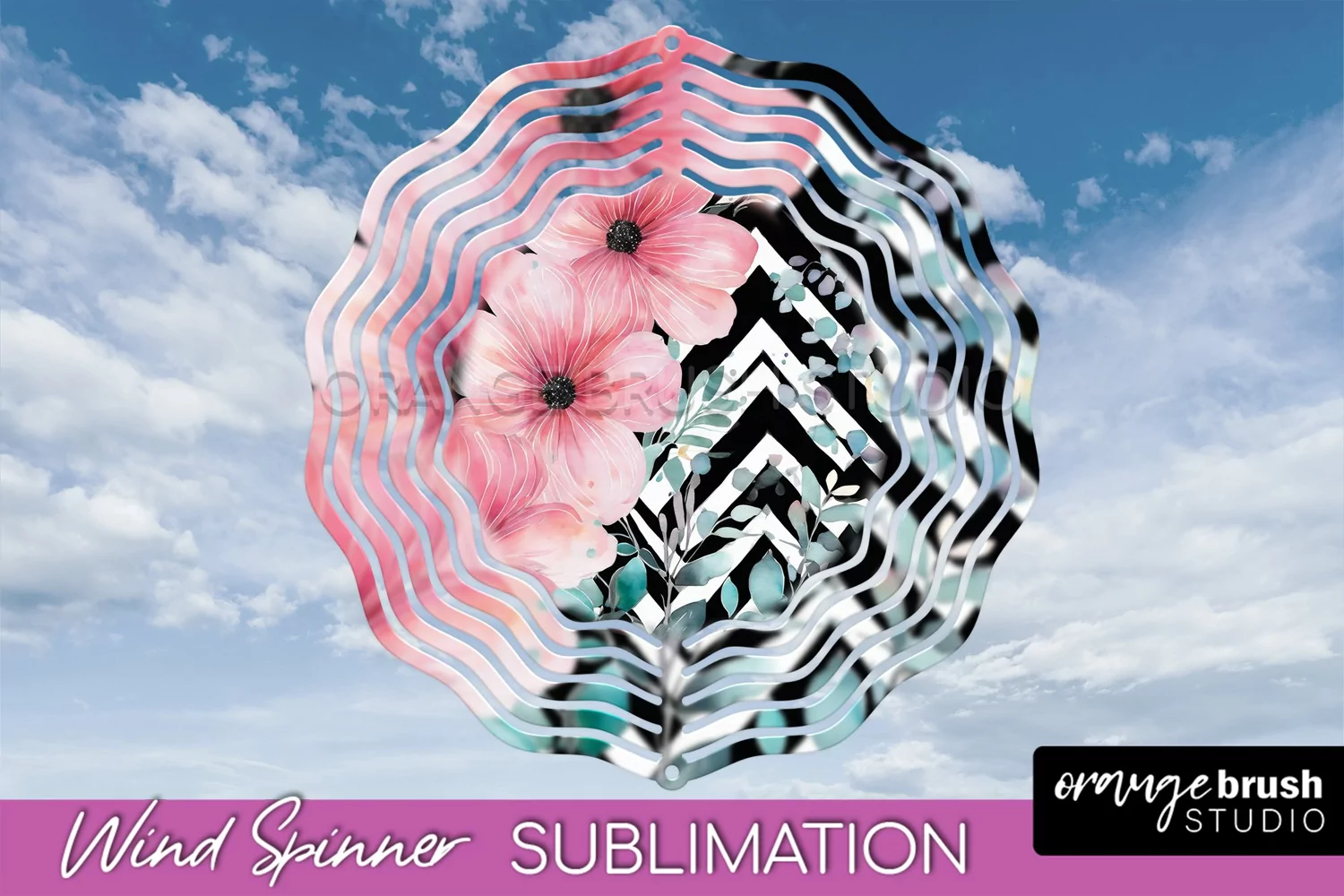 Pink Flowers Wind Spinner - Summer Wind Spinner Sublimation product image 1