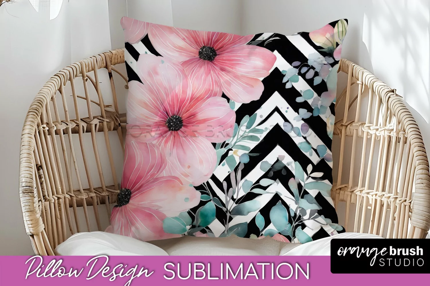 Watercolor Flowers Pillow Cover - Summer Pillow Sublimation product image 1