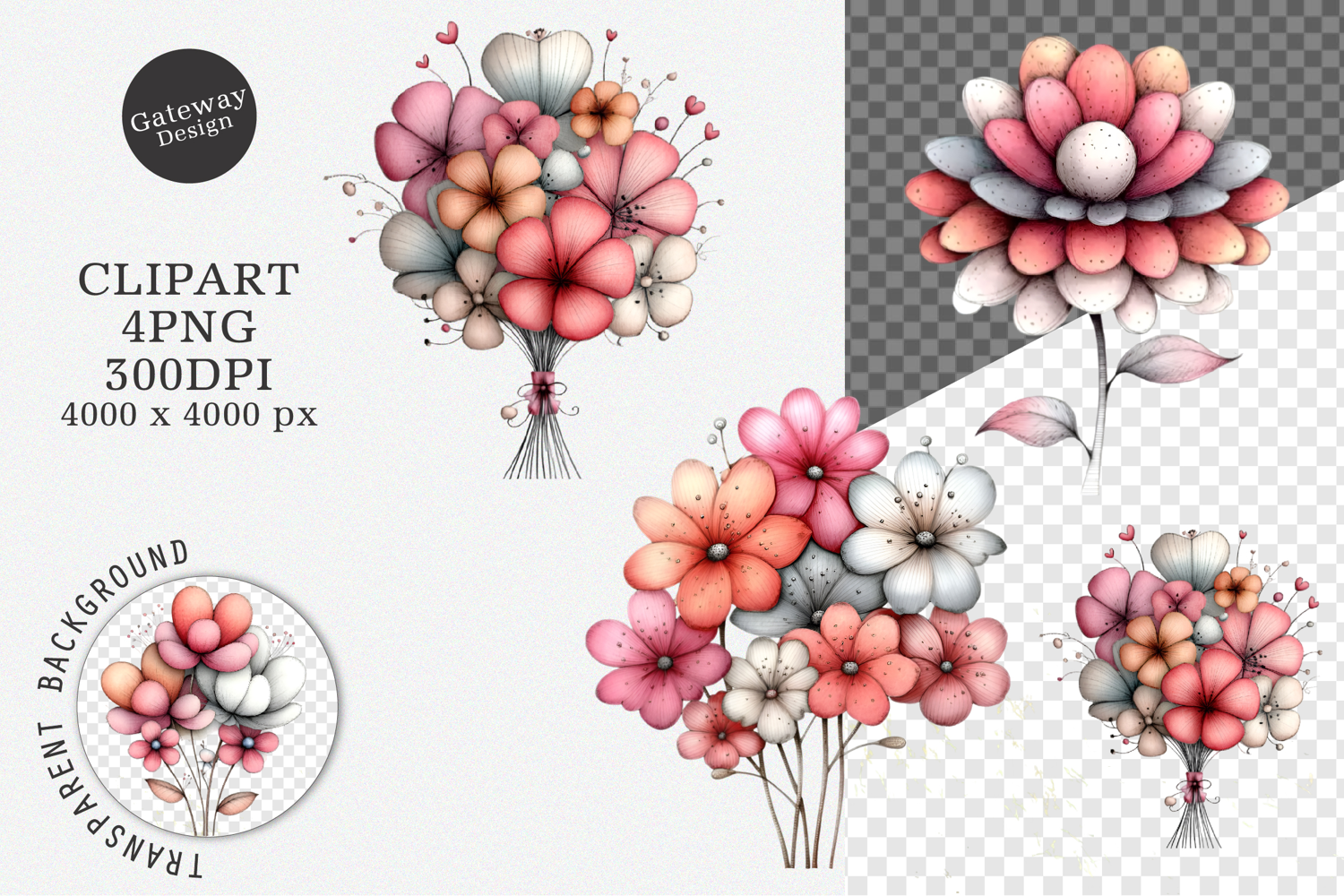 Watercolor Spring Flower Clipart product image 1