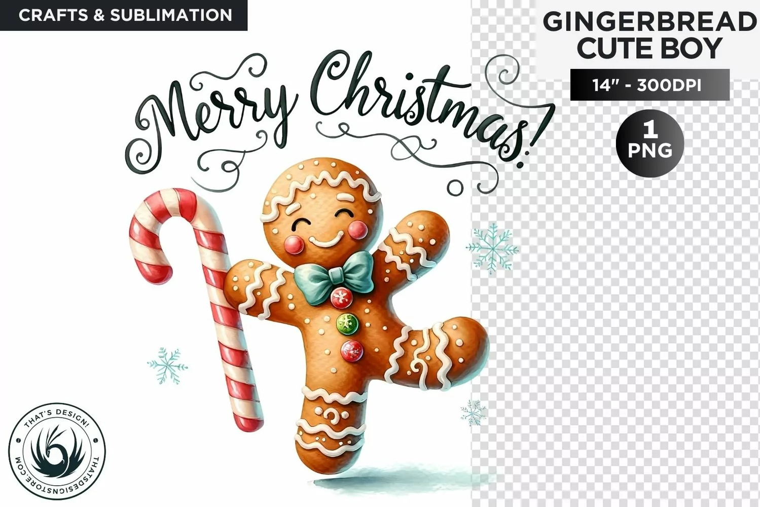 Playful Gingerbread man Merry Christmas cookies png clipart product image 1