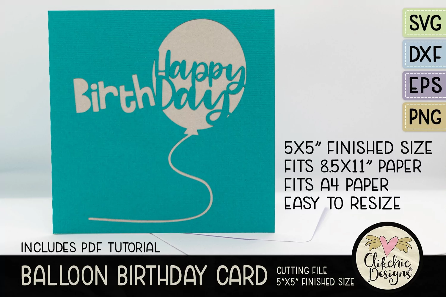 Happy Birthday Card SVG - Balloon Birthday Card Cutting File product image 1