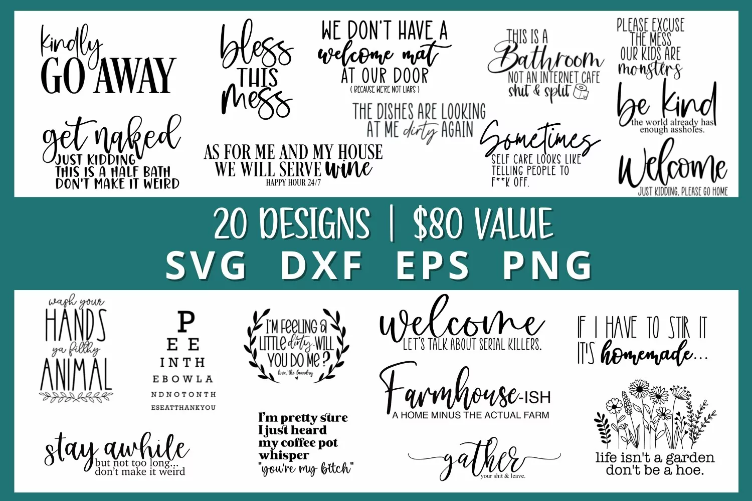 Funny Sign Bundle | Farmhouse svg| 20 Designs | SVG DXF EPS product image 1