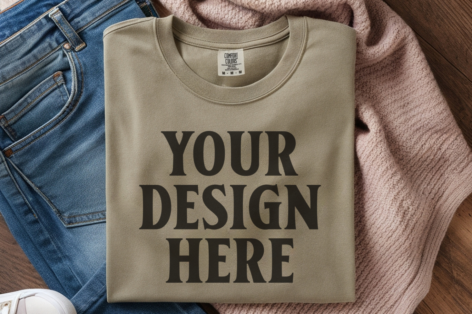 Moss Comfort Colors 1717 Folded Tshirt Mockups product image 1
