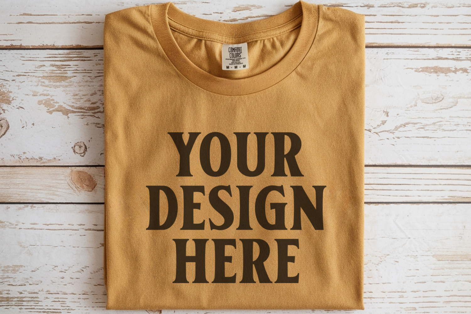 Mustard Comfort Colors 1717 Folded Tshirt Mockups product image 1