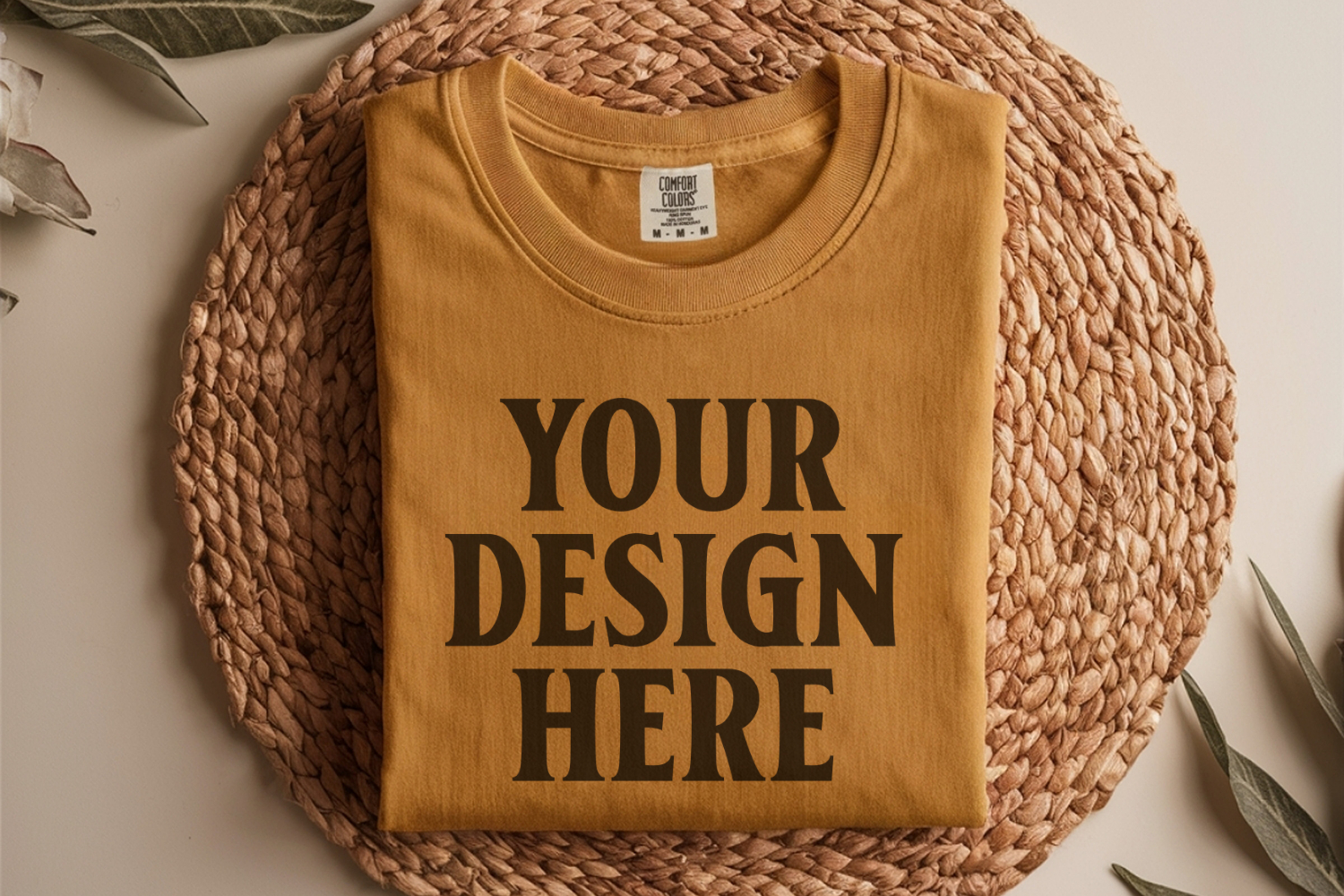 Mustard Comfort Colors 1717 Folded Tshirt Mockups product image 1