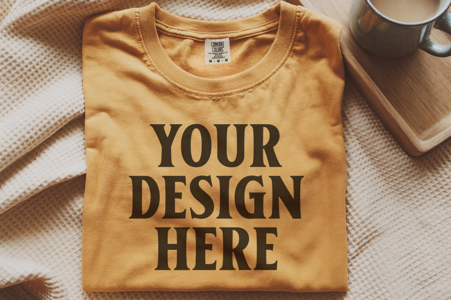 Mustard Comfort Colors 1717 Folded Tshirt Mockups product image 1