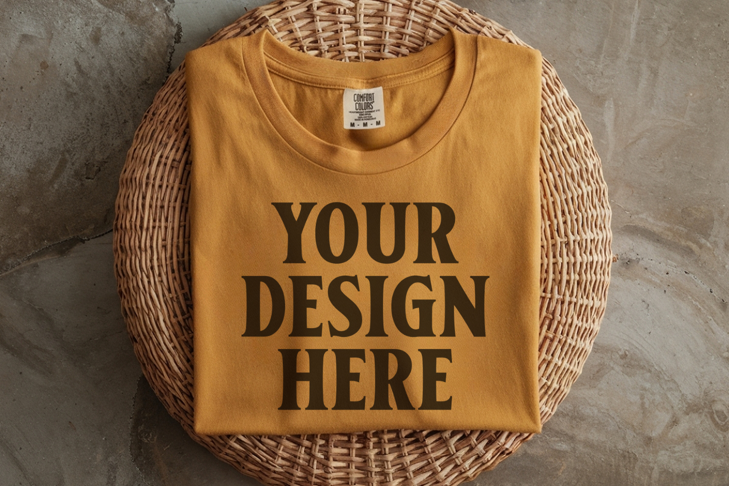 Mustard Comfort Colors 1717 Folded Tshirt Mockups product image 1