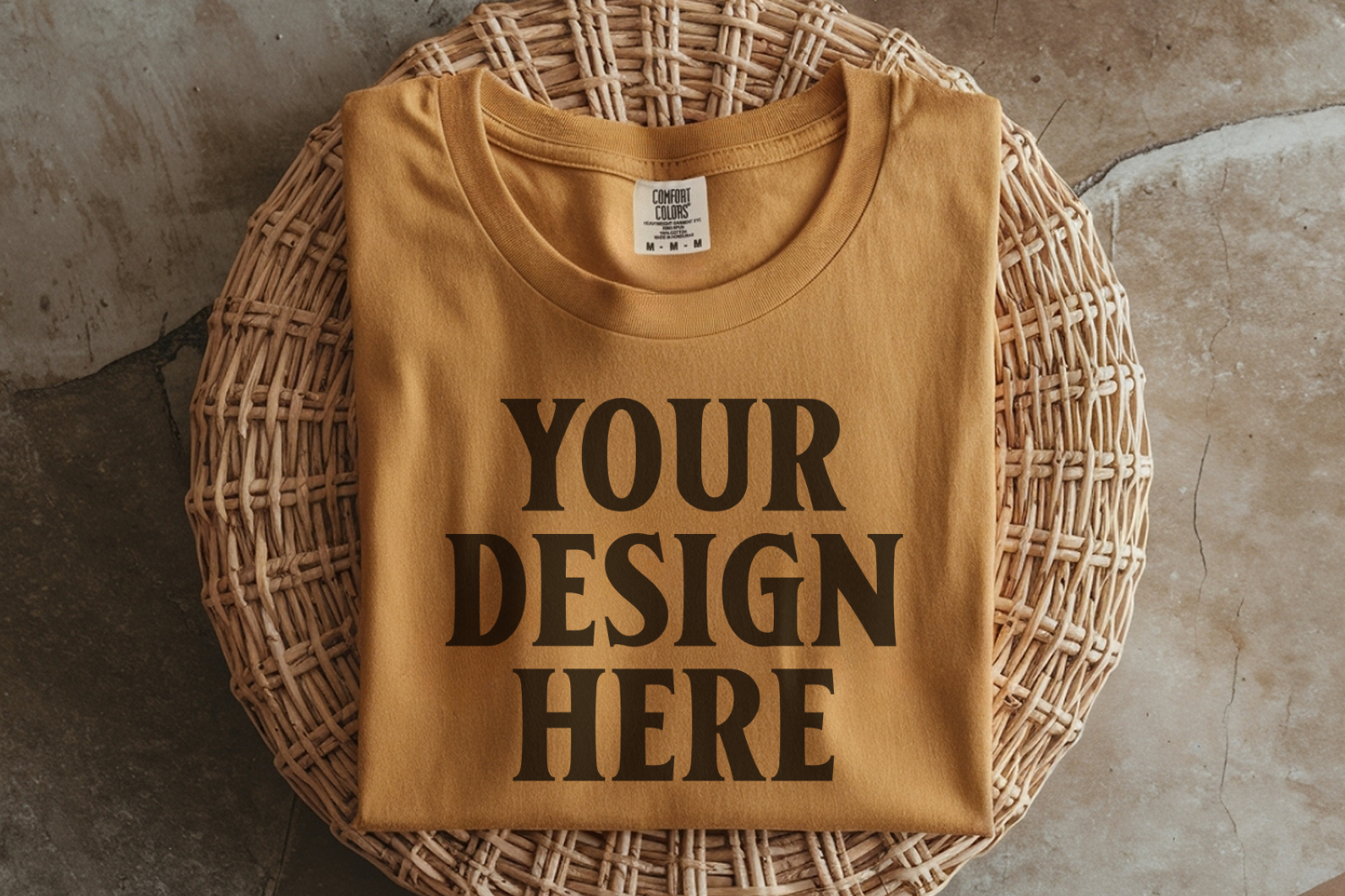 Mustard Comfort Colors 1717 Folded Tshirt Mockups product image 1